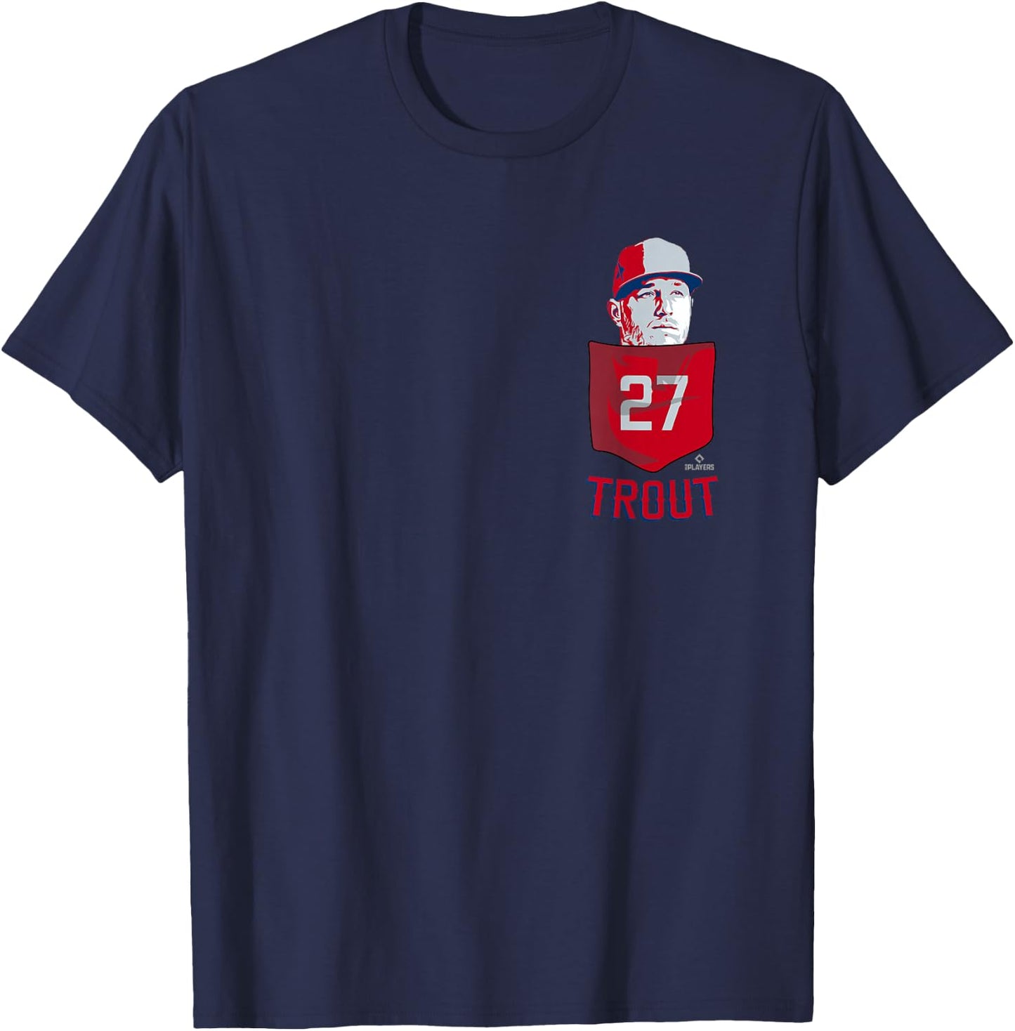 Mike Trout Los Angeles Baseball Pocket MLBPA T-Shirt - T-Shirt | Navy