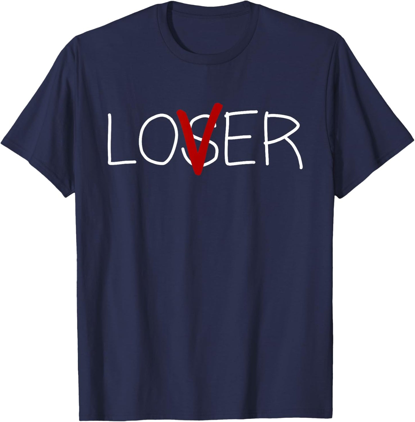 Loser Lover Club Co. Loser Lover Horror , -Adults, Short Sleeve, Black, Small T-Shirt - T-Shirt | Navy