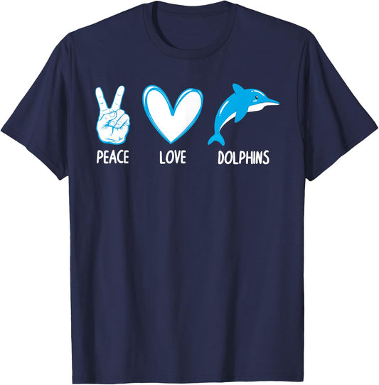 Cute Dolphin Design Women Kids Aquatic Dolphin Lover T-Shirt - T-Shirt | Navy