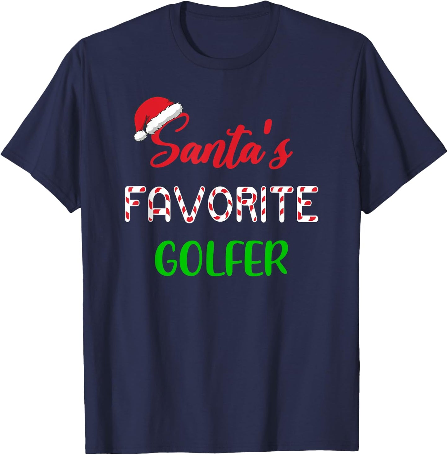 Santas Favorite Golfer Gift Funny Golf Christmas T-Shirt - T-Shirt | Navy