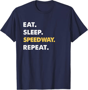 Funny Speedway Apparel Eat Sleep Speedway Repeat T-Shirt - T-Shirt | Navy