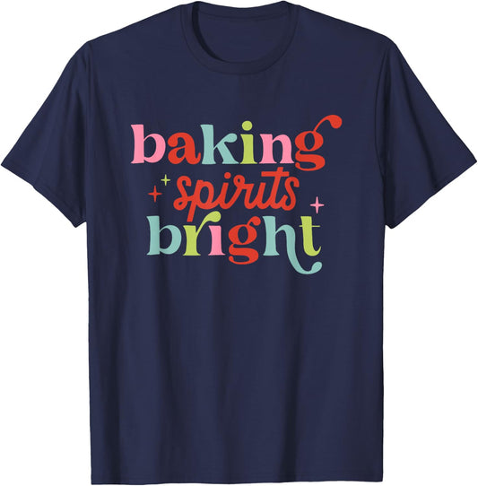 Baking Spirits Bright, Christmas Baking Crew T-Shirt - T-Shirt | Navy