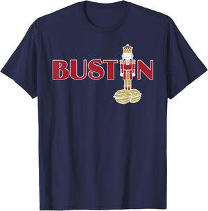 Funny Adult Nut Cracker Bustin Gym Christmas Weightlifting T-Shirt - T-Shirt | Navy