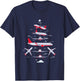 Airplane Christmas Tree Pilot Merry Christmas Xmas Tree T-Shirt - T-Shirt | Navy