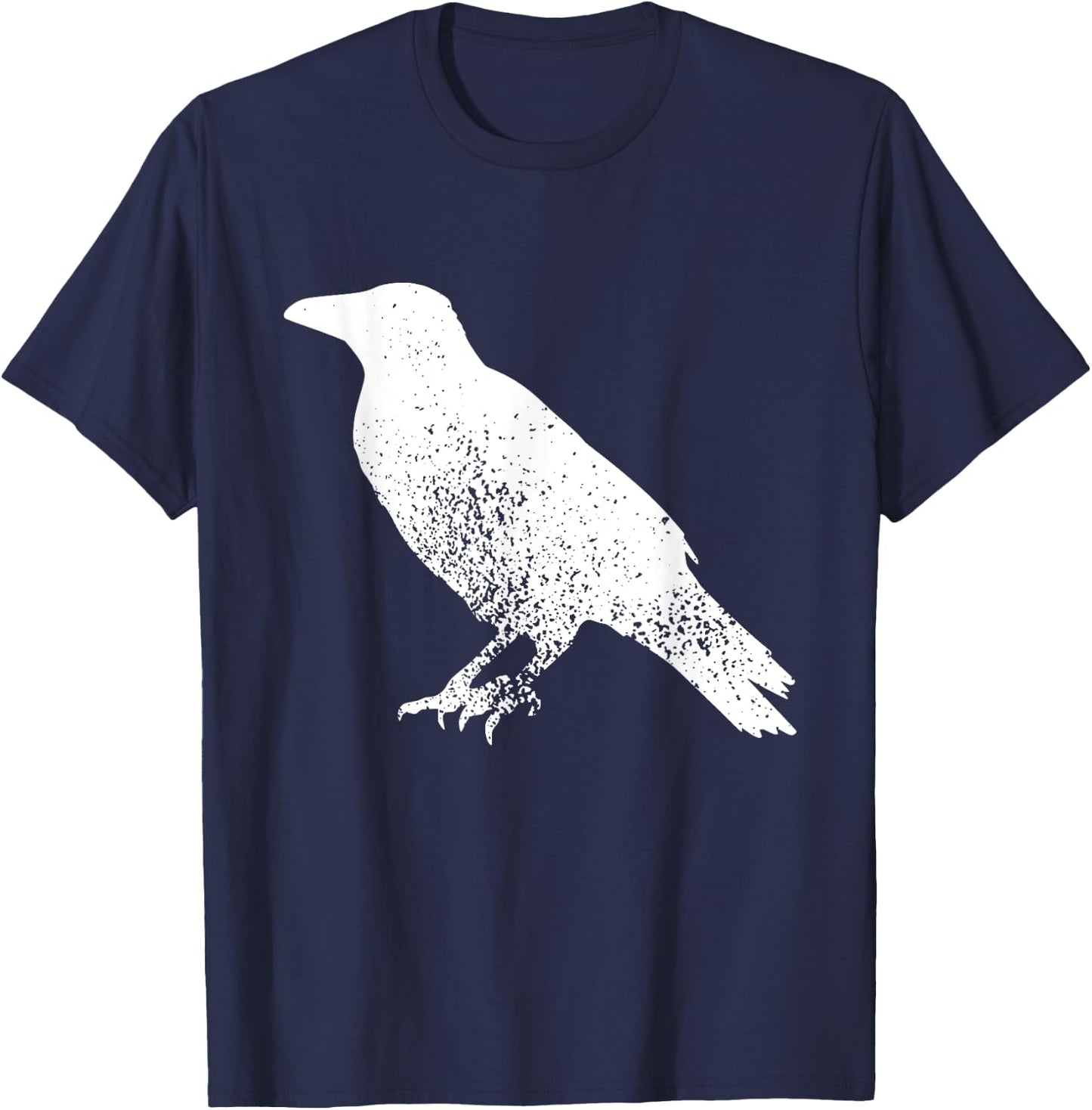 Distressed Crow Bird Print Raven Vintage Bird T-Shirt - T-Shirt | Navy