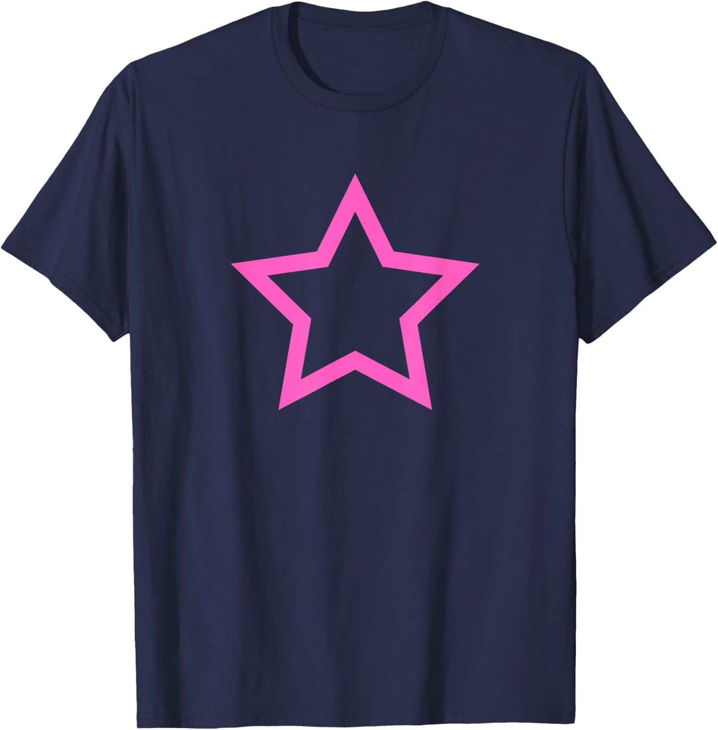 Pink Star Retro Y2k Aesthetic T-Shirt - T-Shirt | Navy