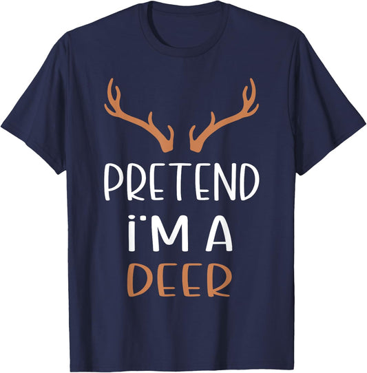 Pretend I'm A Deer Lazy Halloween Costume T-Shirt - T-Shirt | Navy