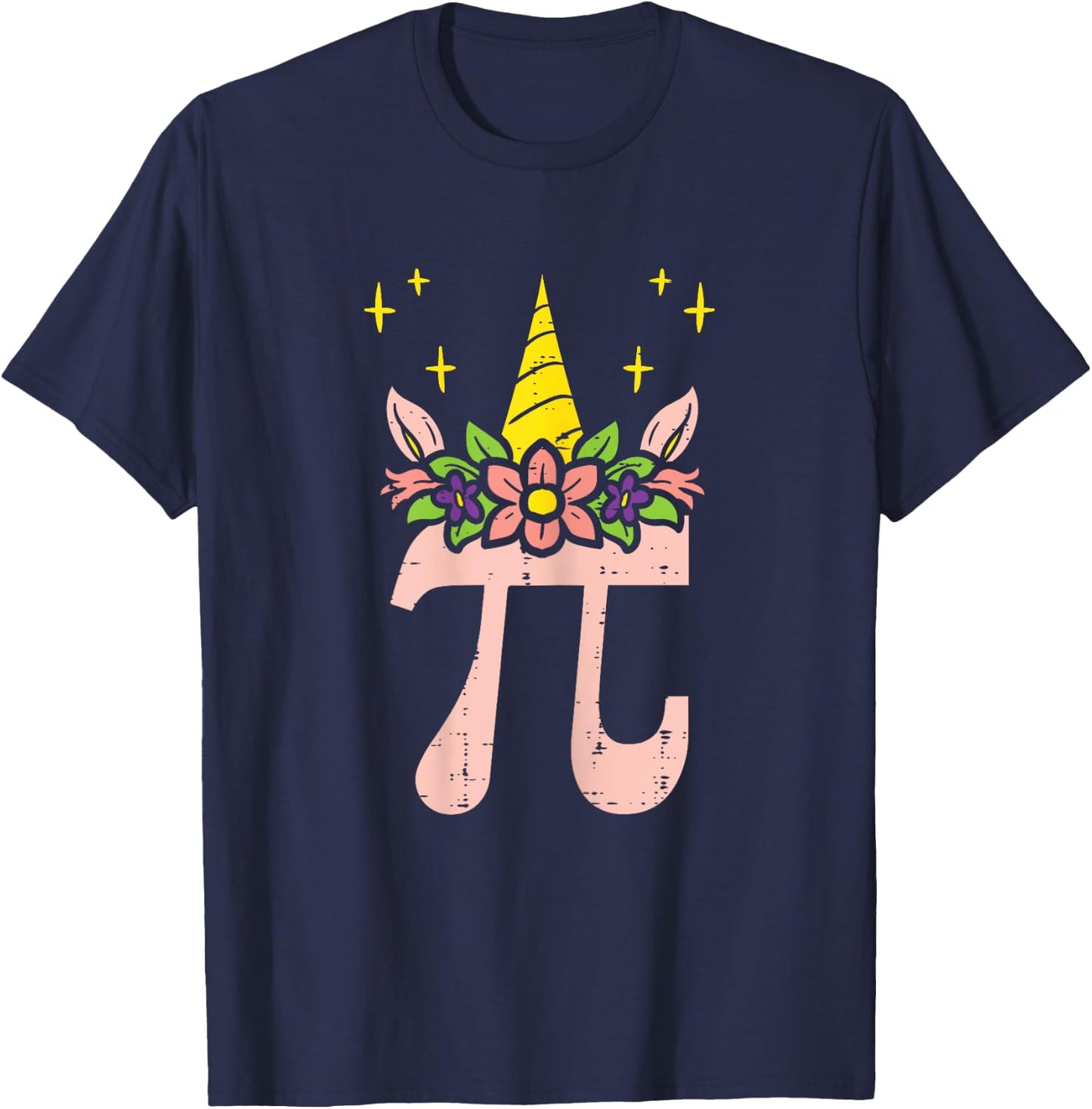 Pi Day Symbol Unicorn Head Cute 314 Math Pun Geek Girls Kids T-Shirt - T-Shirt | Navy