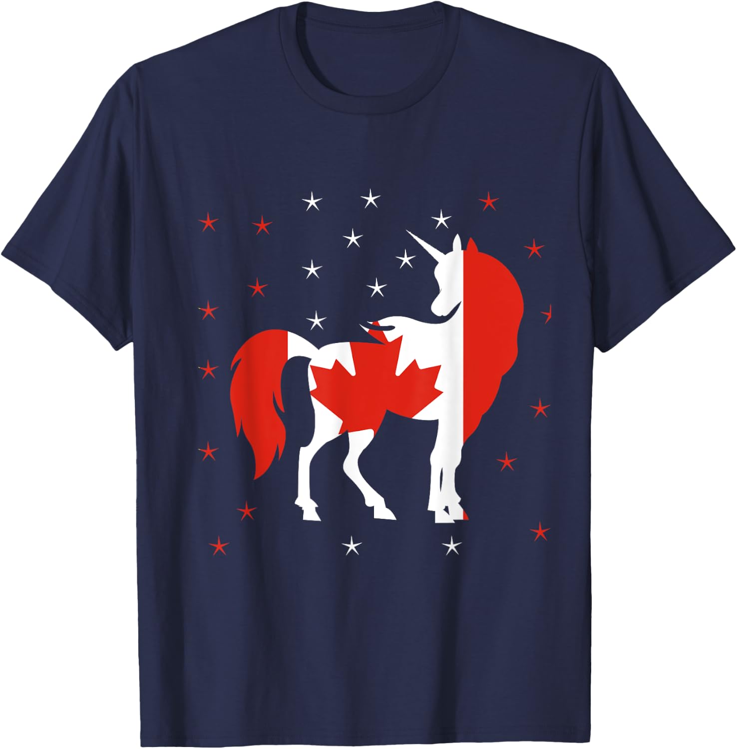 Unicorn Canada Flag Canadian T-Shirt - T-Shirt | Navy