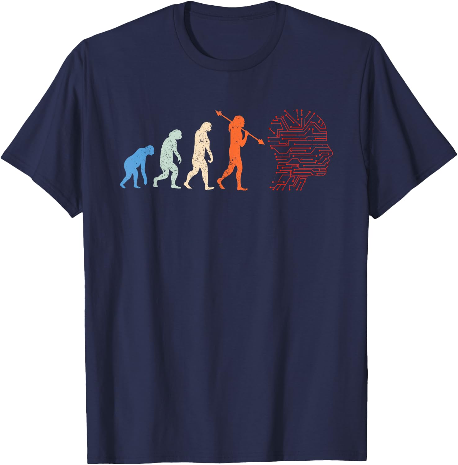 Artificial Intelligence Evolution - Funny AI Evolution T-Shirt - T-Shirt | Navy