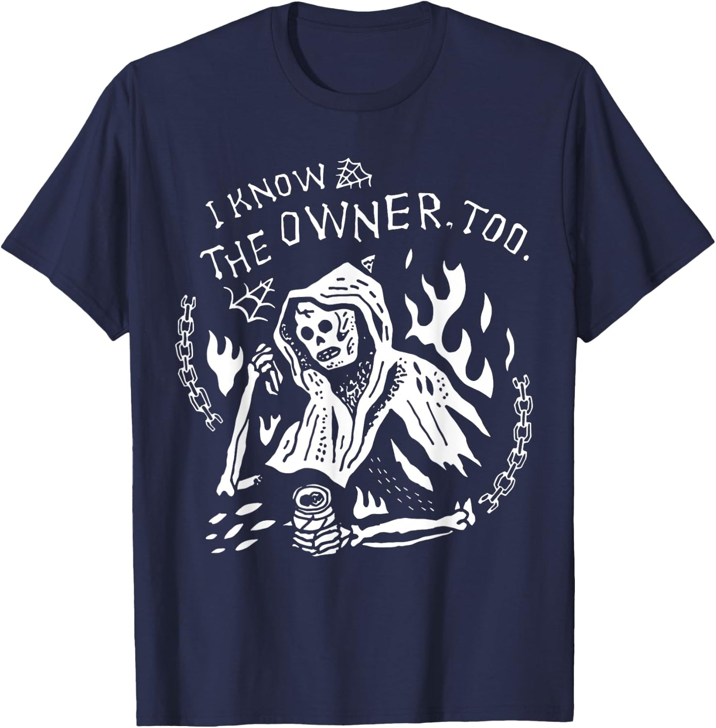 I Know The Owner Too Tattoo Skeleton Skull T-Shirt - T-Shirt | Navy