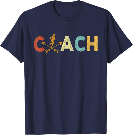 Cross Country Coach Cross Country Running Coach Runner Retro T-Shirt - T-Shirt | Navy