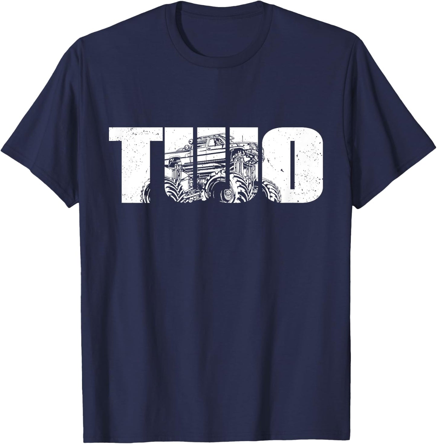 2 Year Old Shirt 2nd Birthday Monster Truck Boys Girls Kid T-Shirt - T-Shirt | Navy