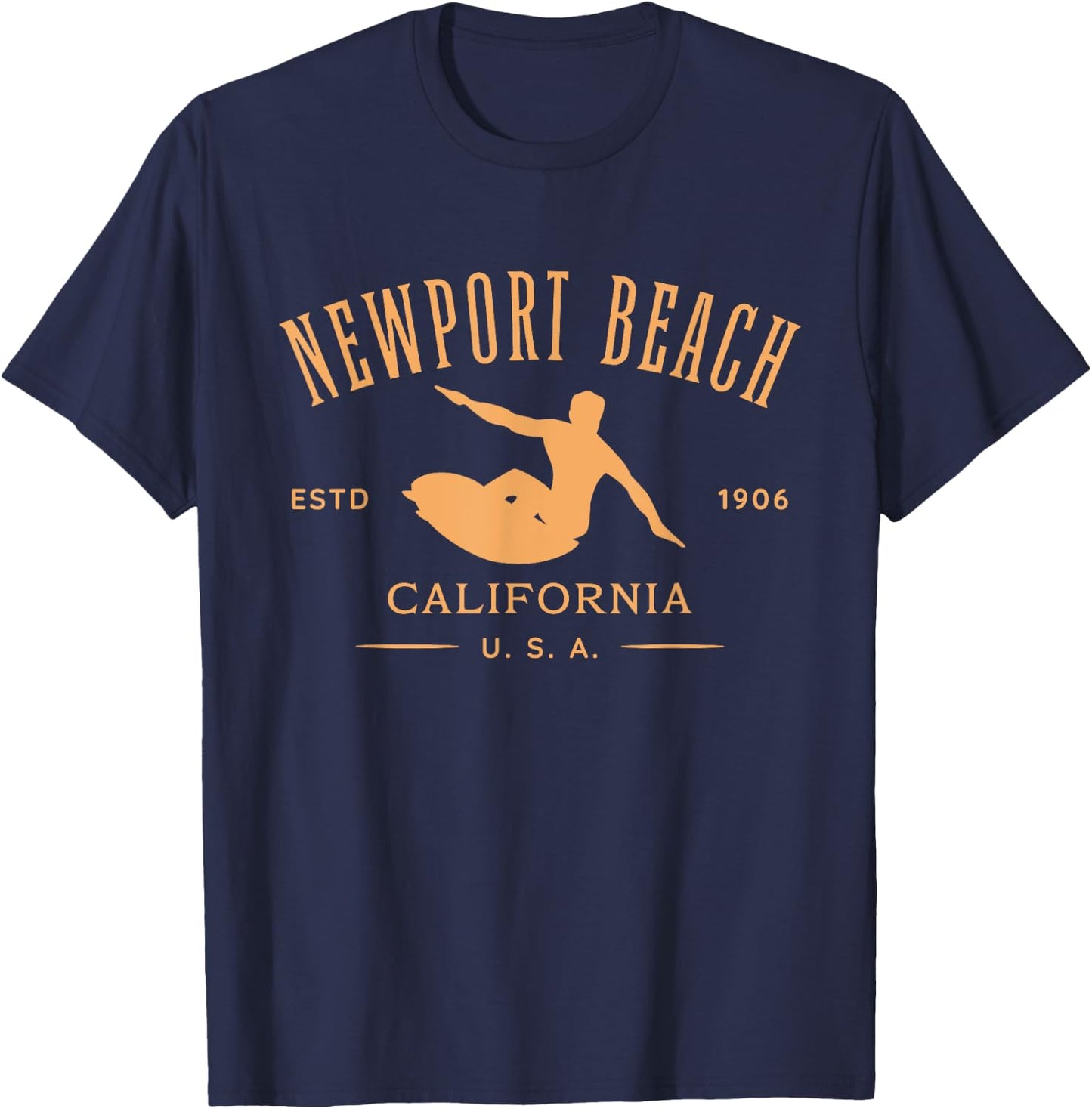 Newport Beach California Surf Design T-Shirt - T-Shirt | Navy