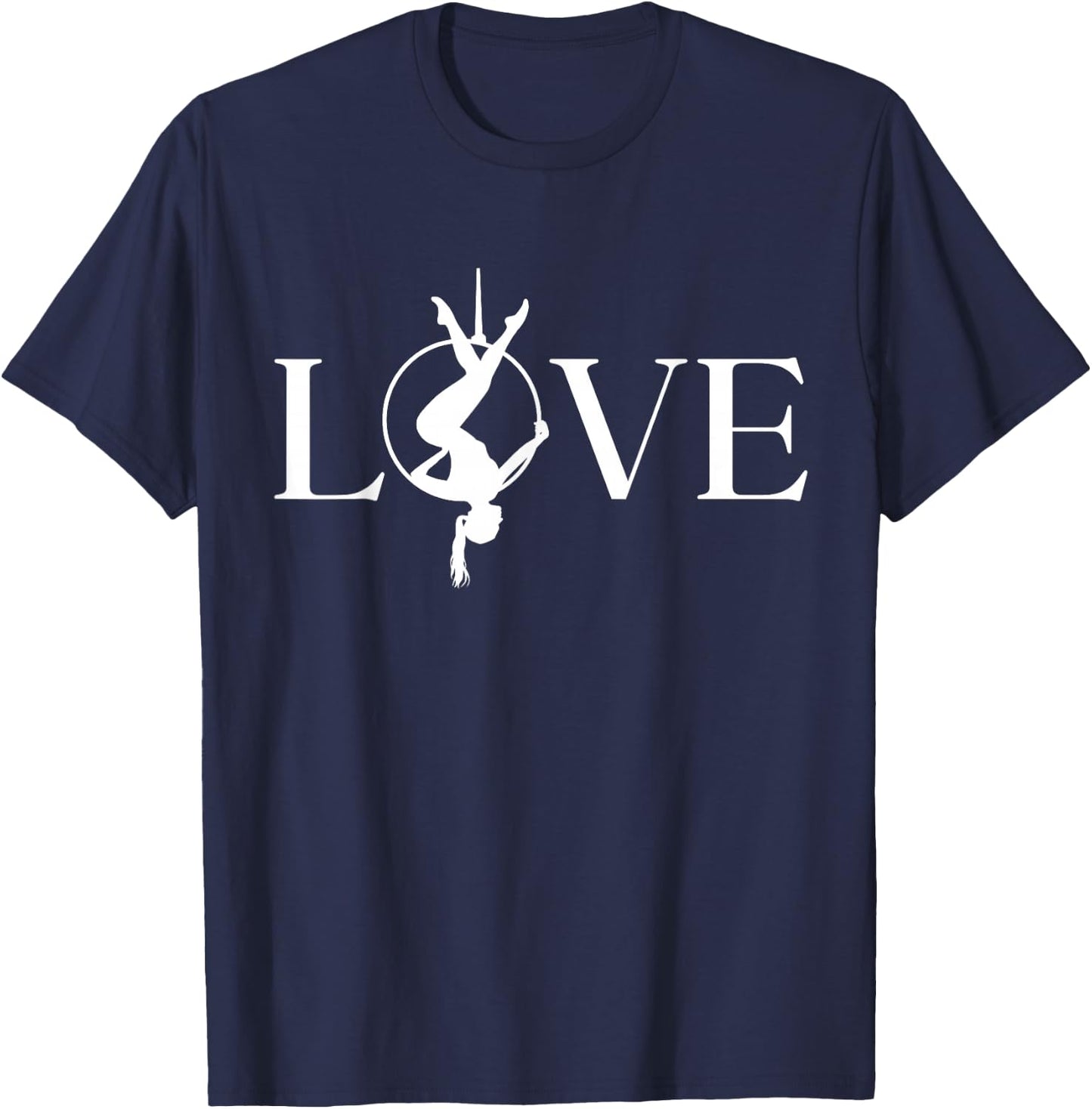 Love Aerial Hoop, Aerial Yoga Gifts, Aerialist Gymnast Heart T-Shirt - T-Shirt | Navy
