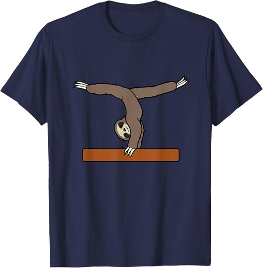 Cute Sloth Performing Gymnastics Ironic Gymnast T-Shirt - T-Shirt | Navy