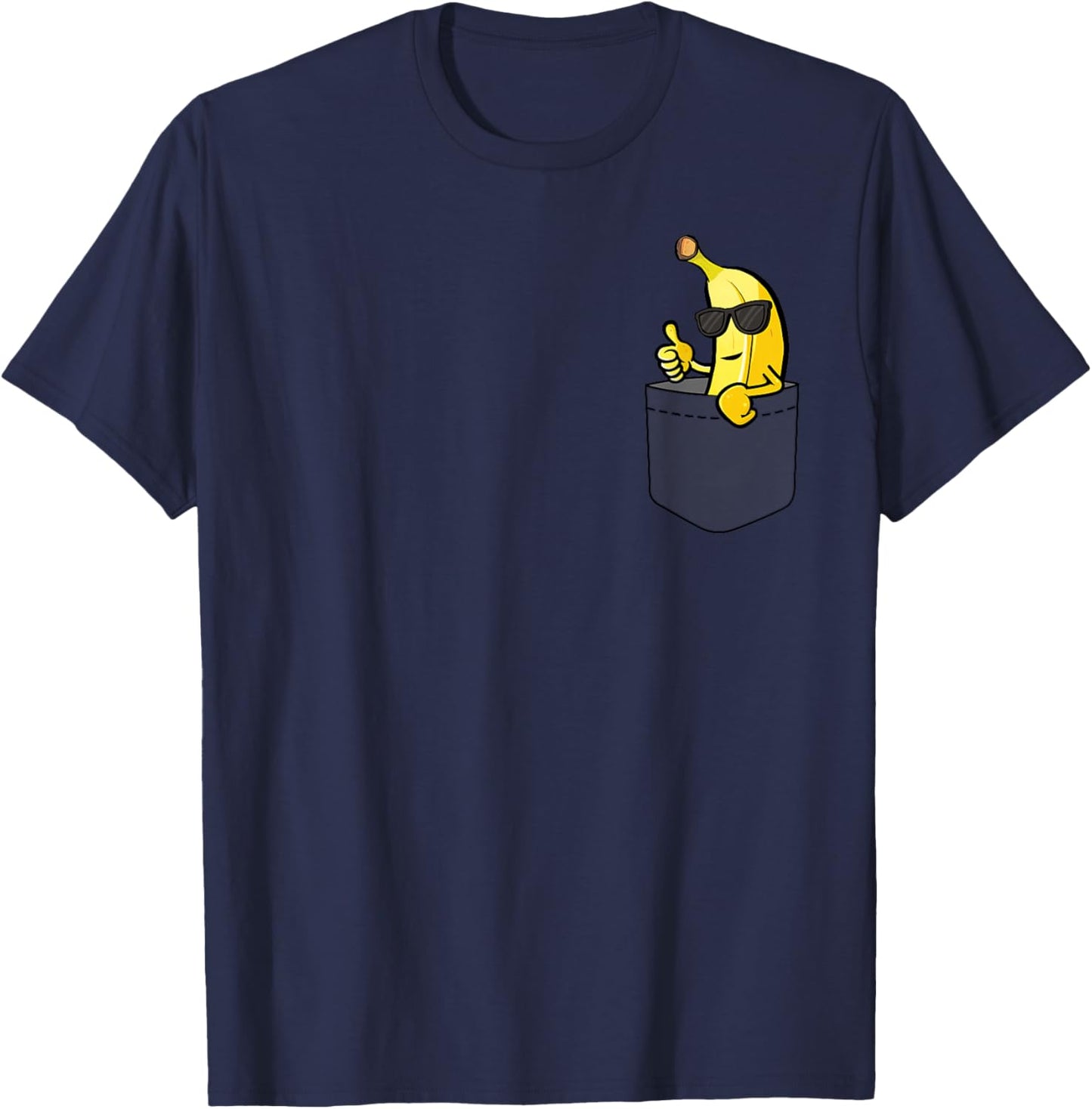 Cool banana in pocket, peeking banana sunglasses on chest T-Shirt - T-Shirt | Navy