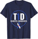 T1D Diabetes Awareness - Blue Ribbon Diabetes Support T-Shirt - T-Shirt | Navy