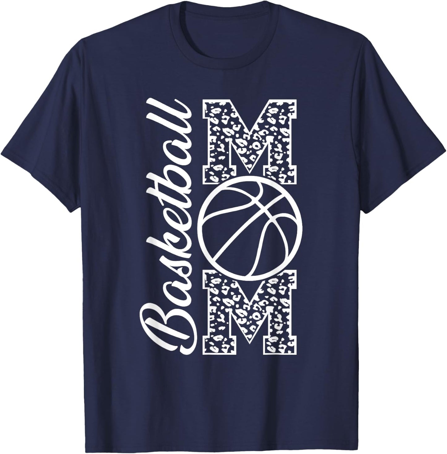 Basketball Mom Leopard Print Cheetah Proud Mother Mom T-Shirt - T-Shirt | Navy