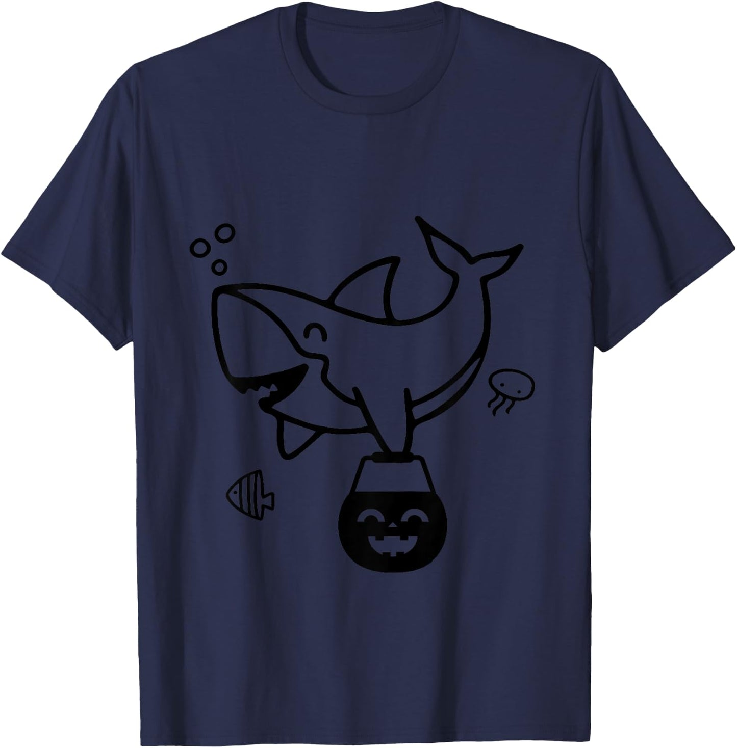 Kids Halloween Pumpkin Shark Toddler Boy Trick or Treat Baby T-Shirt - T-Shirt | Navy