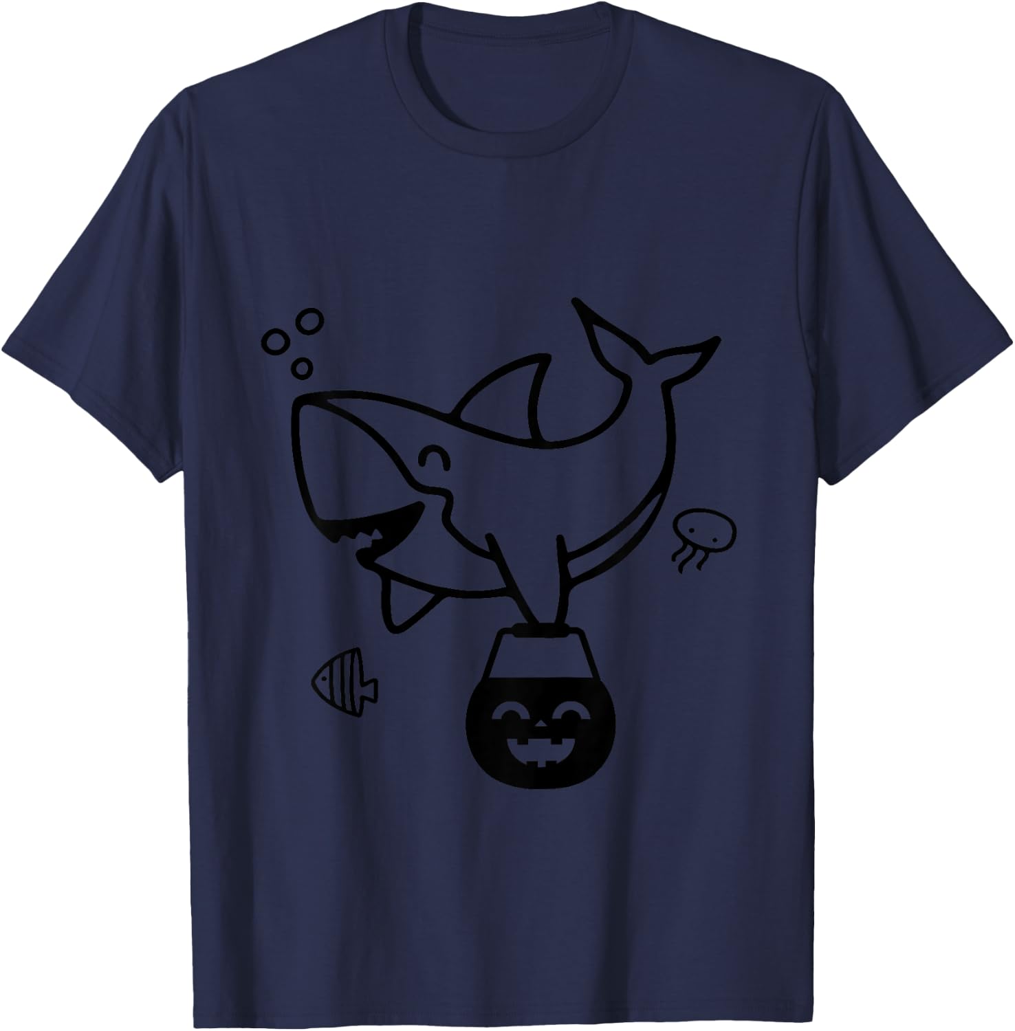 Kids Halloween Pumpkin Shark Toddler Boy Trick or Treat Baby T-Shirt - T-Shirt | Navy