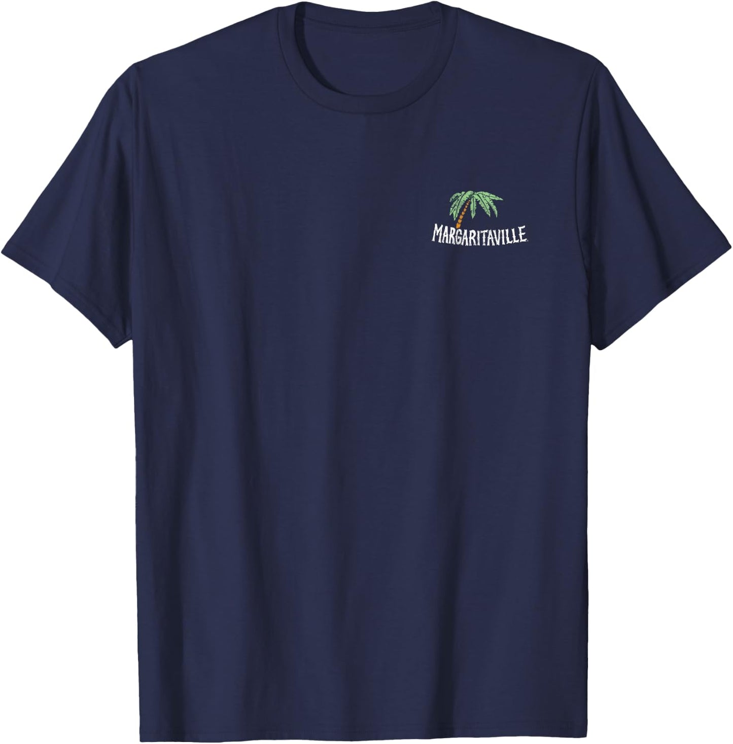Margaritaville Wastin Away Again in Margaritaville -Adults Black Palm Tree Tropical Classic Fit Short Sleeve T-Shirt - T-Shirt | Navy