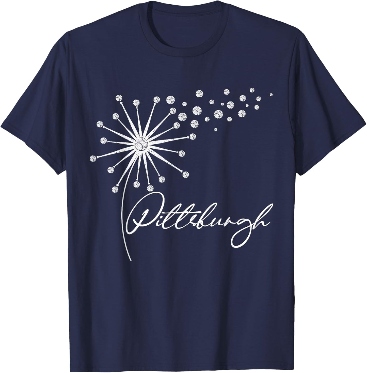 Pittsburgh Cute Baseball Dandelion I Love Pittsburgh T-Shirt - T-Shirt | Navy