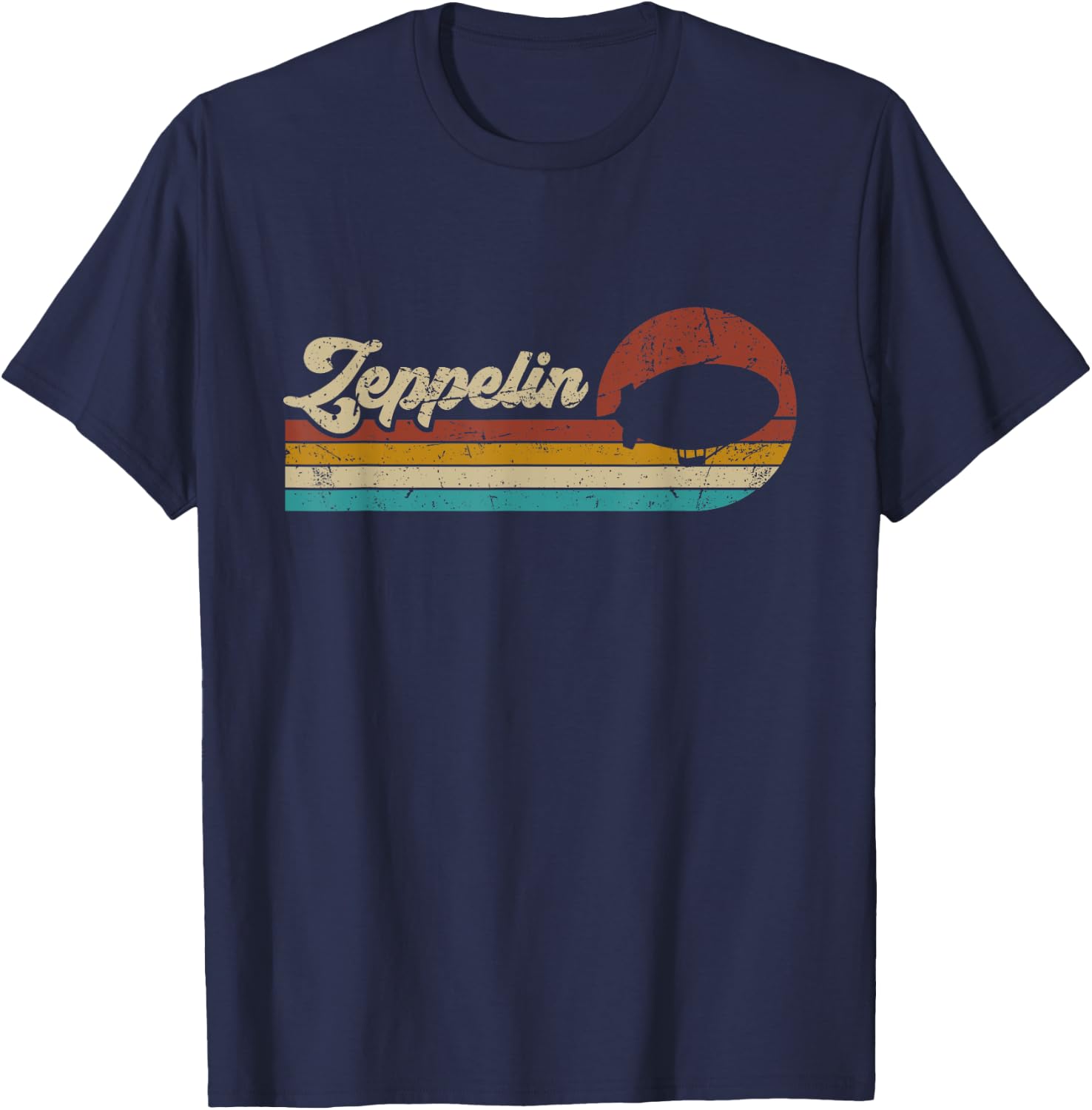Vintage Zeppelin Retro Sunset Funny Dirigible Airship T-Shirt - T-Shirt | Navy