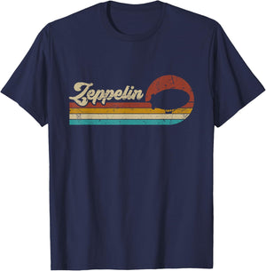 Vintage Zeppelin Retro Sunset Funny Dirigible Airship T-Shirt - T-Shirt | Navy