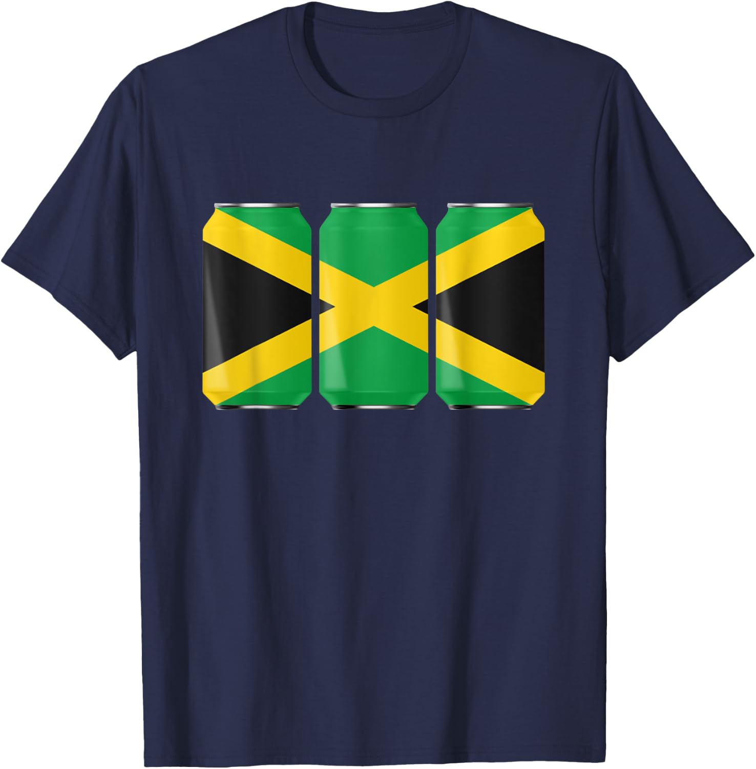 Patriotic Beer Cans Jamaica w/ Jamaican Flag T-Shirt - T-Shirt | Navy