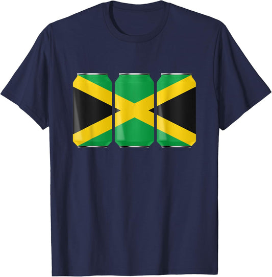 Patriotic Beer Cans Jamaica w/ Jamaican Flag T-Shirt - T-Shirt | Navy