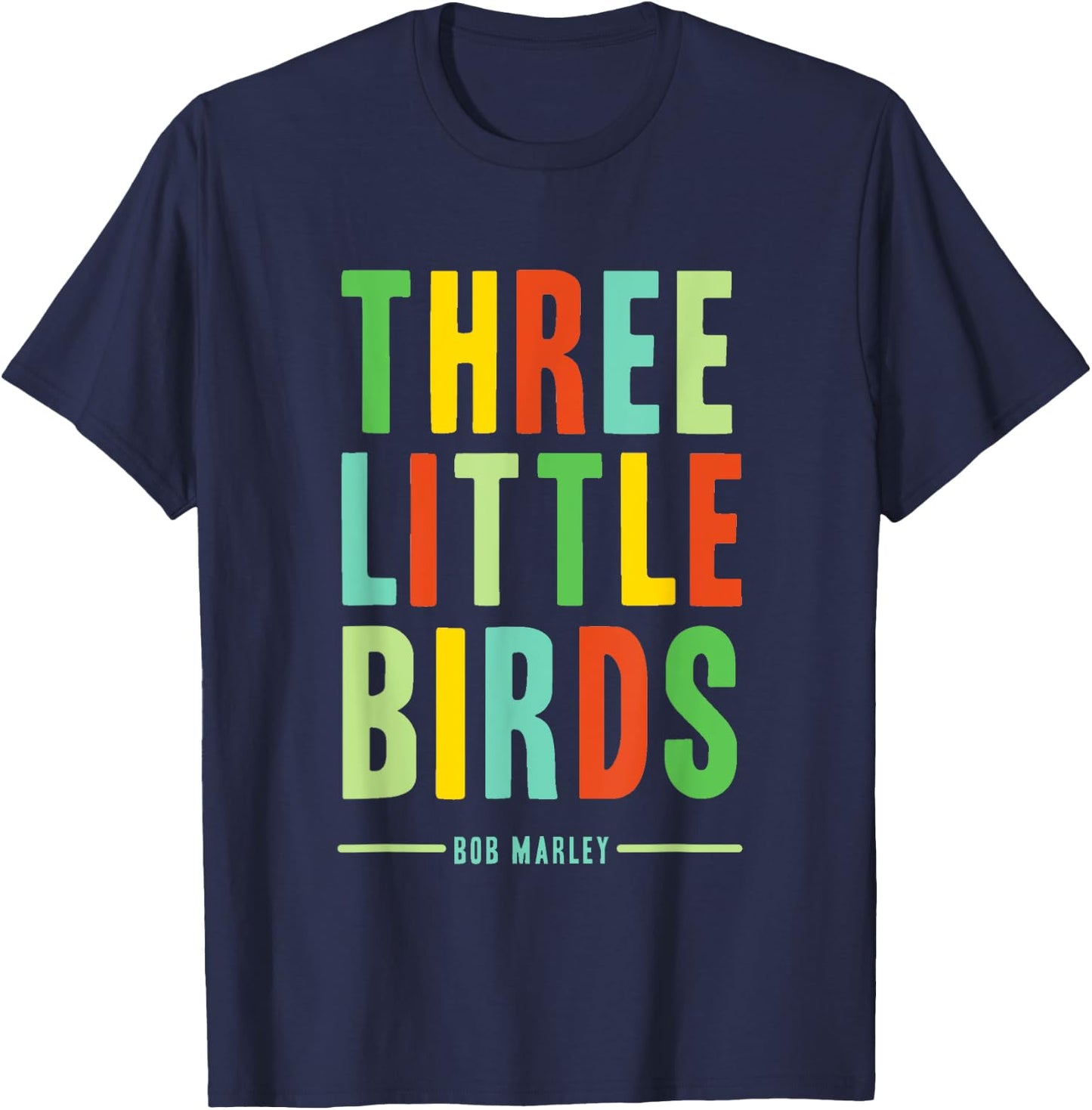 Official Bob Marley Three Little Birds T-Shirt - T-Shirt | Navy