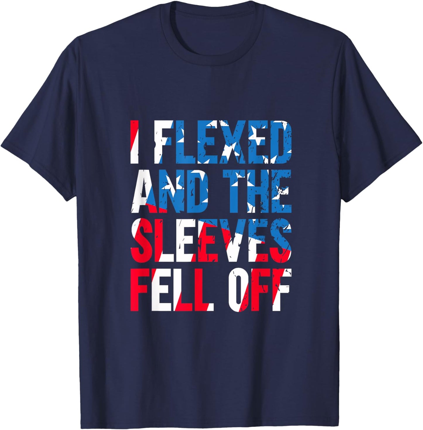 I Flexed And The Sleeves Fell Off American Flag USA Gym Kids Men T-Shirt - T-Shirt | Navy