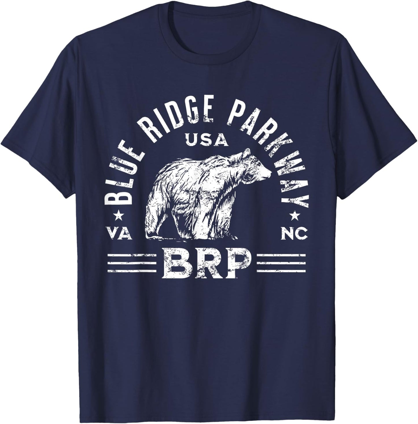 Blue Ridge Parkway NC VA USA Bear Design T-Shirt - T-Shirt | Navy