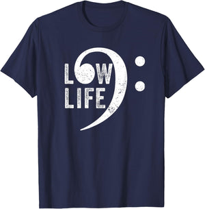 Bass Clef, Funny Low Life Music Marching Band Brass Note T-Shirt - T-Shirt | Navy