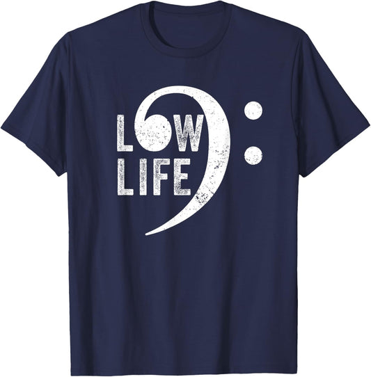 Bass Clef, Funny Low Life Music Marching Band Brass Note T-Shirt - T-Shirt | Navy