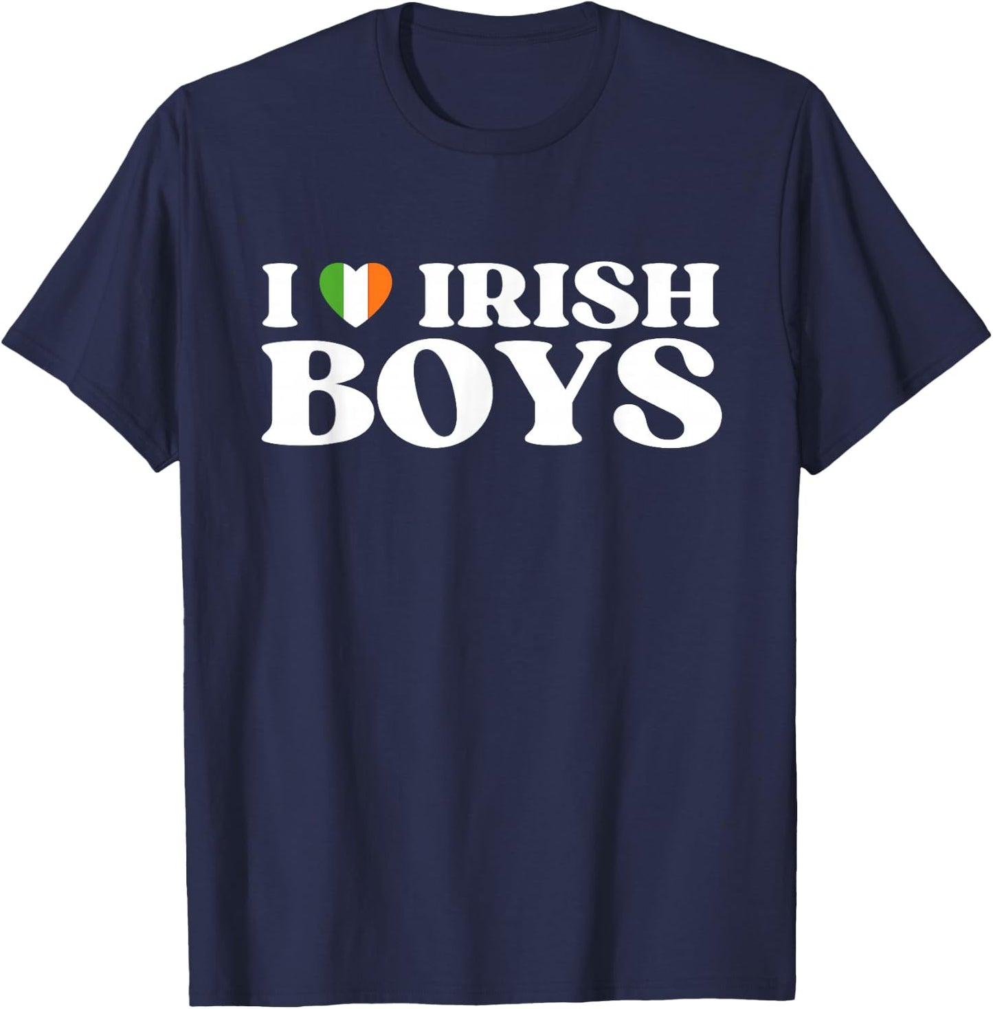 Funny I Love Irish Boys I Red Heart British Boys Ireland T-Shirt - T-Shirt | Navy