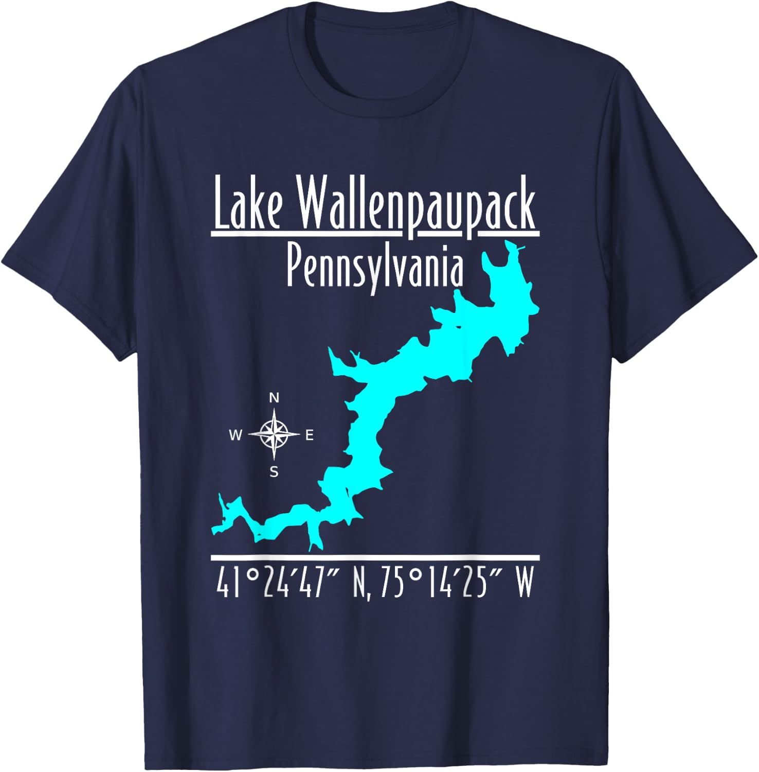 Modern Lake Wallenpaupack, Pennsylvania T-Shirt - T-Shirt | Navy