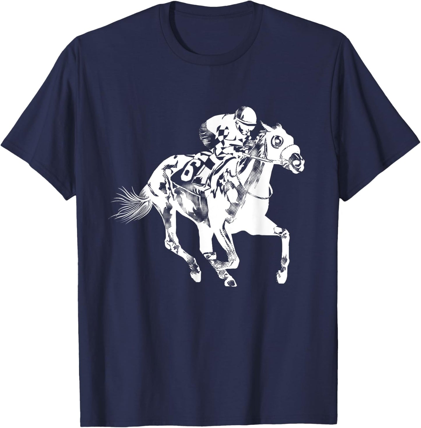 Cool Horse Racing Animal Fan Gift Men Women Kids -Adults -Youth Black Short Sleeve Horse-racing- Funny Horseracing Jockey Rider Horseback Riding Lover Outfit T-Shirt - T-Shirt | Navy