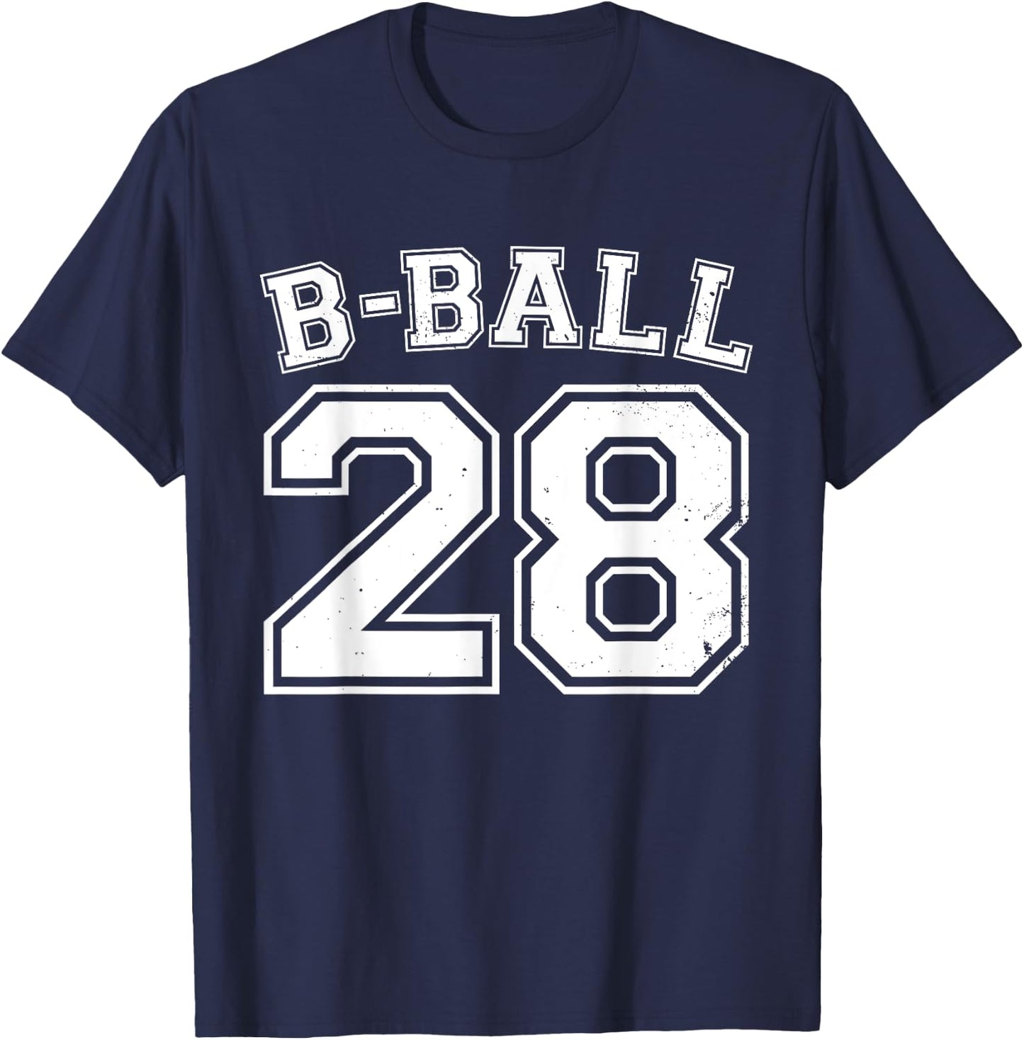 B-Ball Basketball Player Number 28 Training Varsity Vintage T-Shirt - T-Shirt | Navy