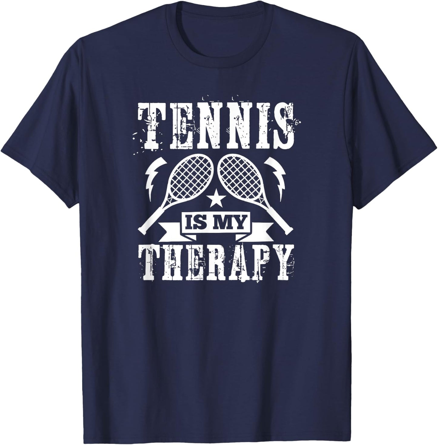 Tennis Is My Therapy - Funny Tennis Player T-Shirt - T-Shirt | Navy