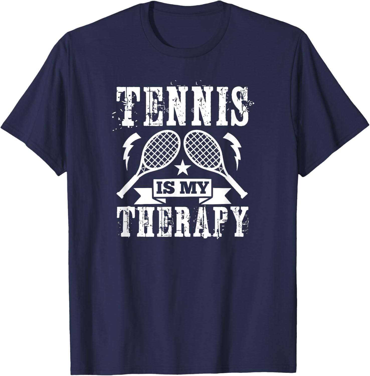 Tennis Is My Therapy - Funny Tennis Player T-Shirt - T-Shirt | Navy