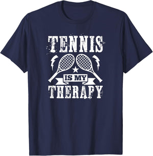 Tennis Is My Therapy - Funny Tennis Player T-Shirt - T-Shirt | Navy