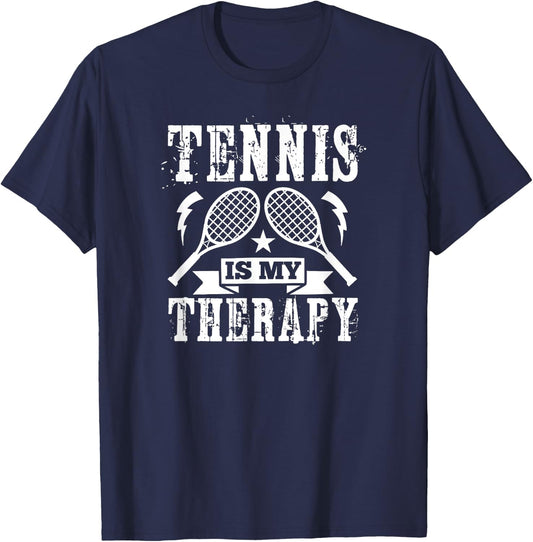 Tennis Is My Therapy - Funny Tennis Player T-Shirt - T-Shirt | Navy