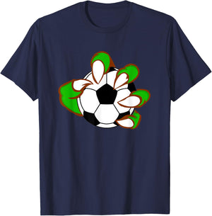 Monster Claw Football Ball Design Sport Lovers T-Shirt - T-Shirt | Navy