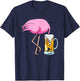 Funny Flamingo Drinking Beer | Party Beer Drinker T-Shirt - T-Shirt | Navy