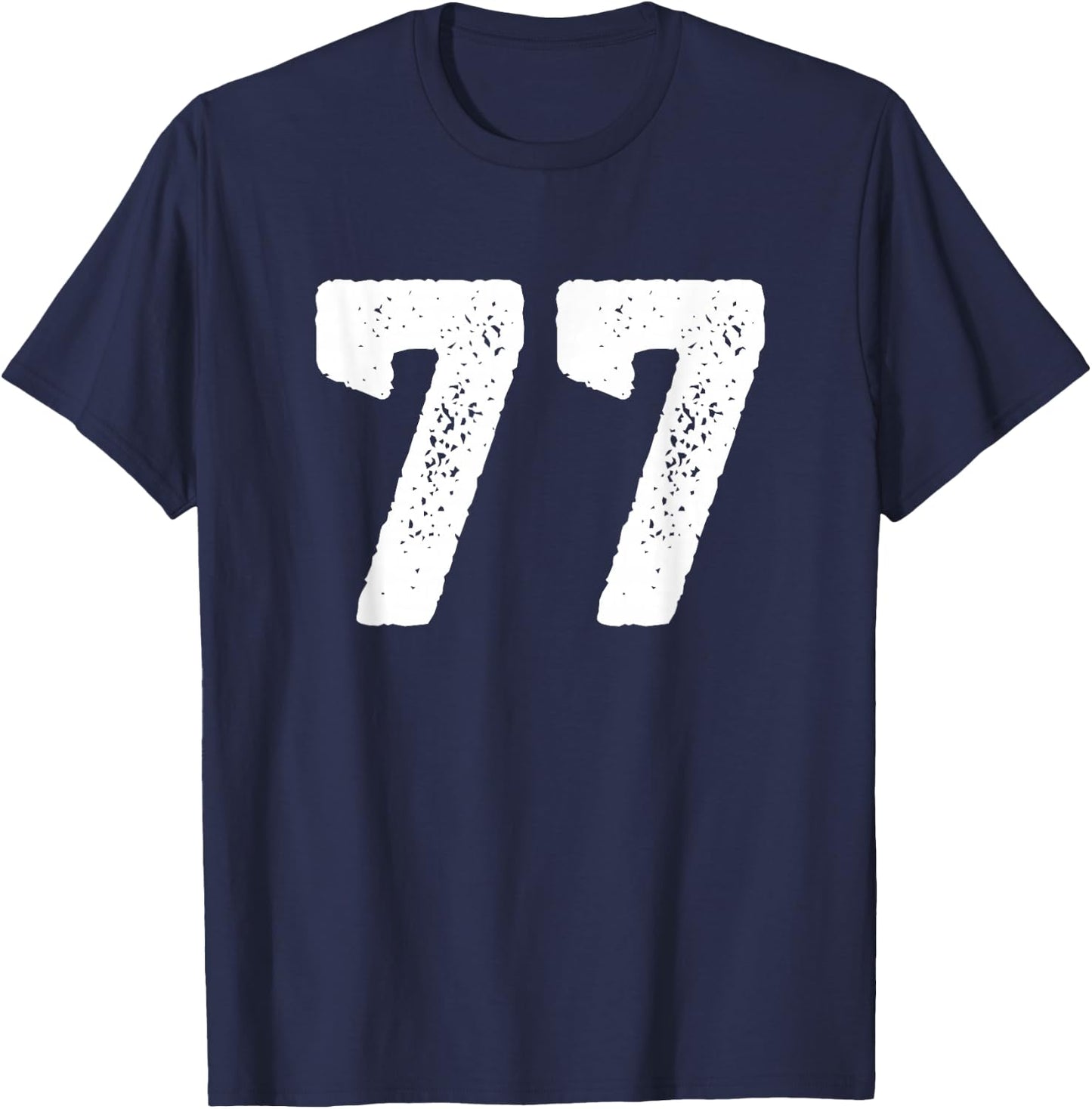 Number 77 Years Anniversary Sports Team Player T-Shirt - T-Shirt | Navy