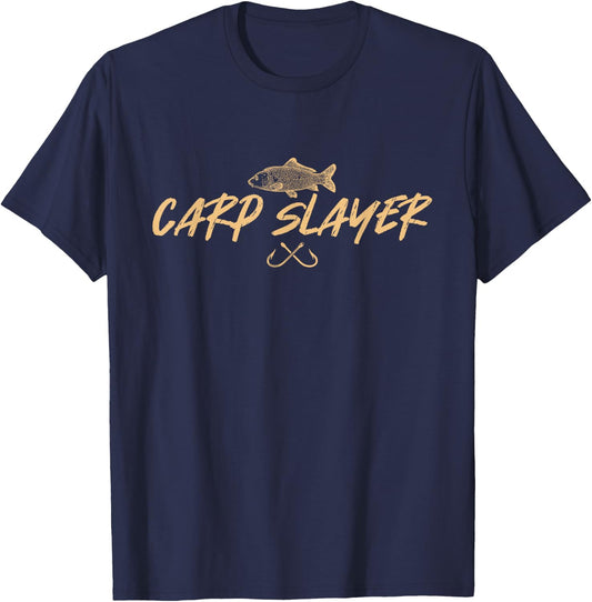 Carp Slayer Funny Carp Fishing Design Gift T-Shirt - T-Shirt | Navy
