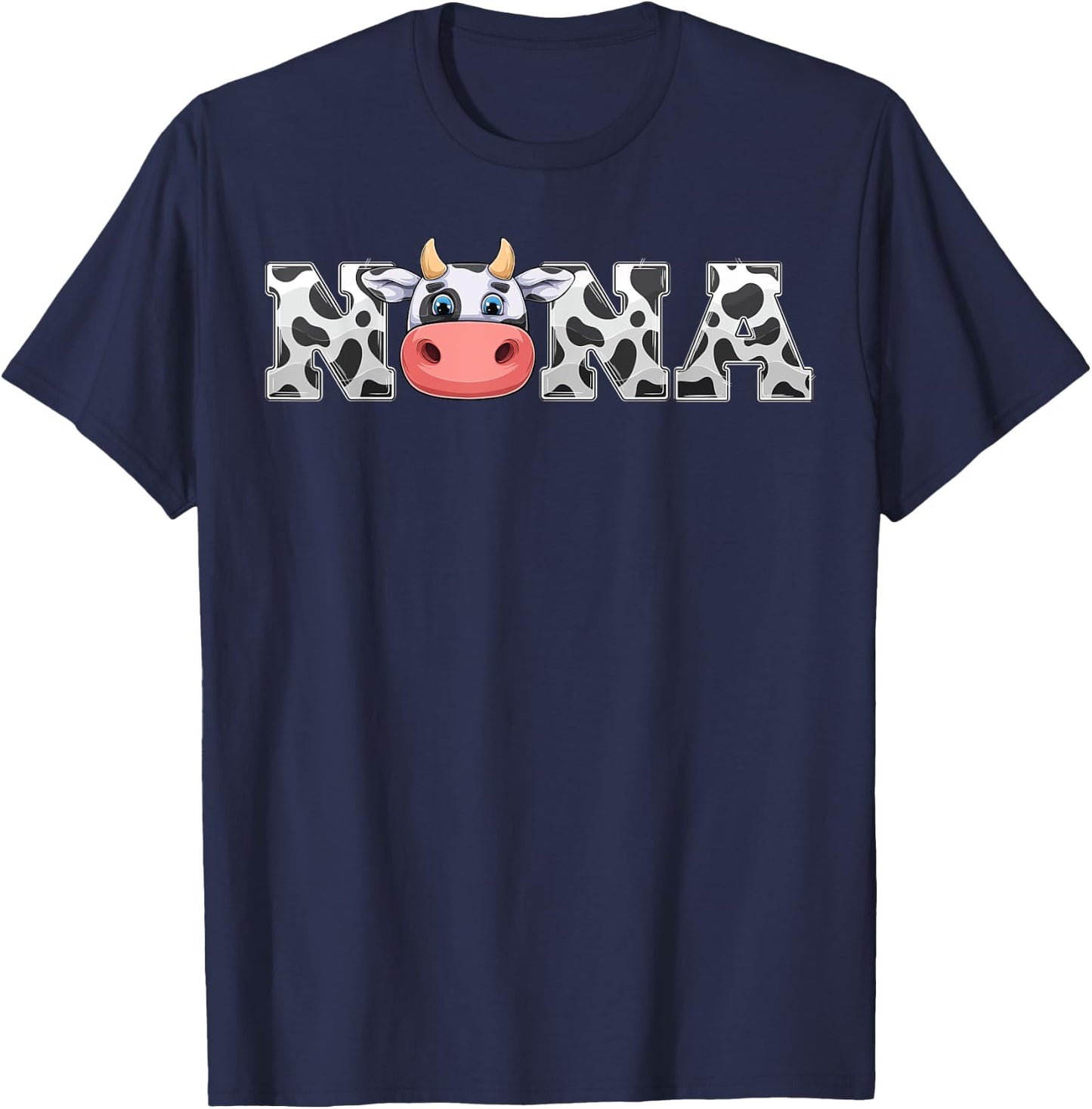 Nana Cow Print Cowboy Animal Pattern Farmer Cow Nana T-Shirt - T-Shirt | Navy