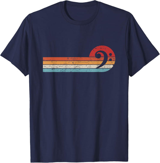 Bassist Bass Guitar Musician Retro Bass Clef T-Shirt - T-Shirt | Navy